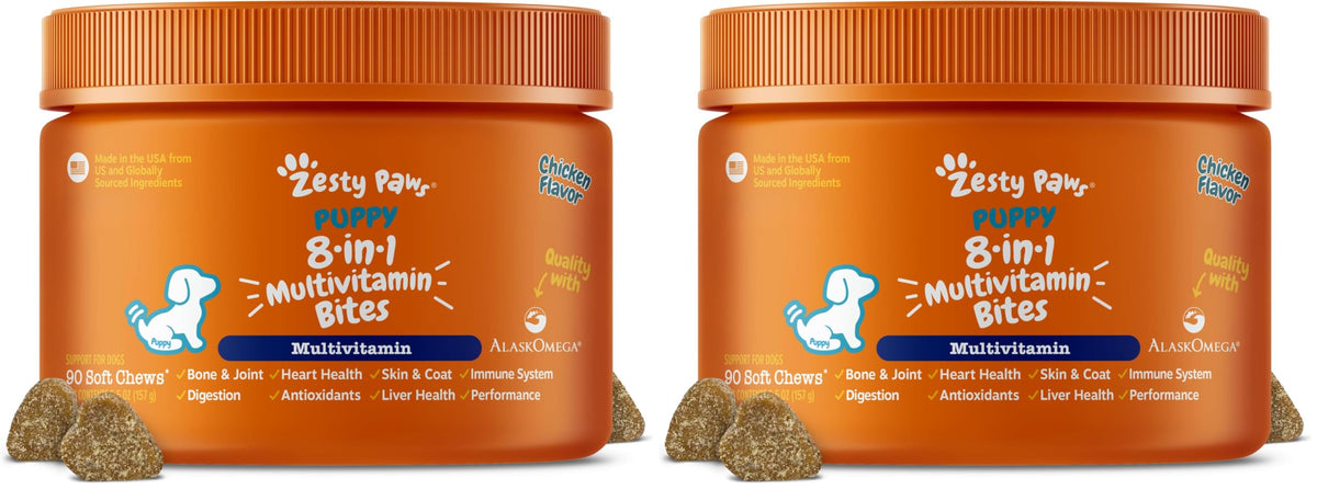 Zesty Paws Dog Vitamins - Dog Multivitamins with Hemp - Chicken, 90 Ct