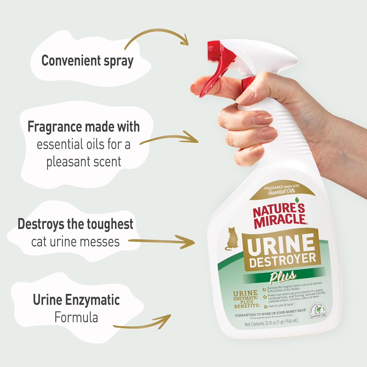 Nature's Miracle Cat Urine Destroyer Plus, Enzymatic Cleaner, 1 gal