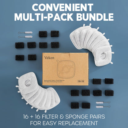 Veken Cat Water Fountain Filters, F1 Series, 4 Pack Replacement Filters