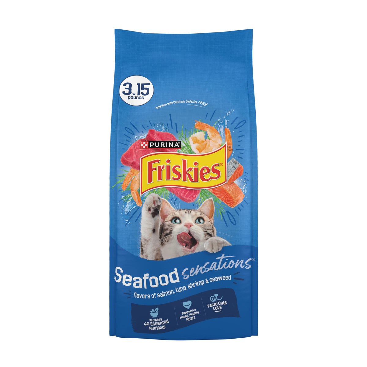 Friskies Purina Seafood Sensations Dry Cat Food, 22 lb Bag
