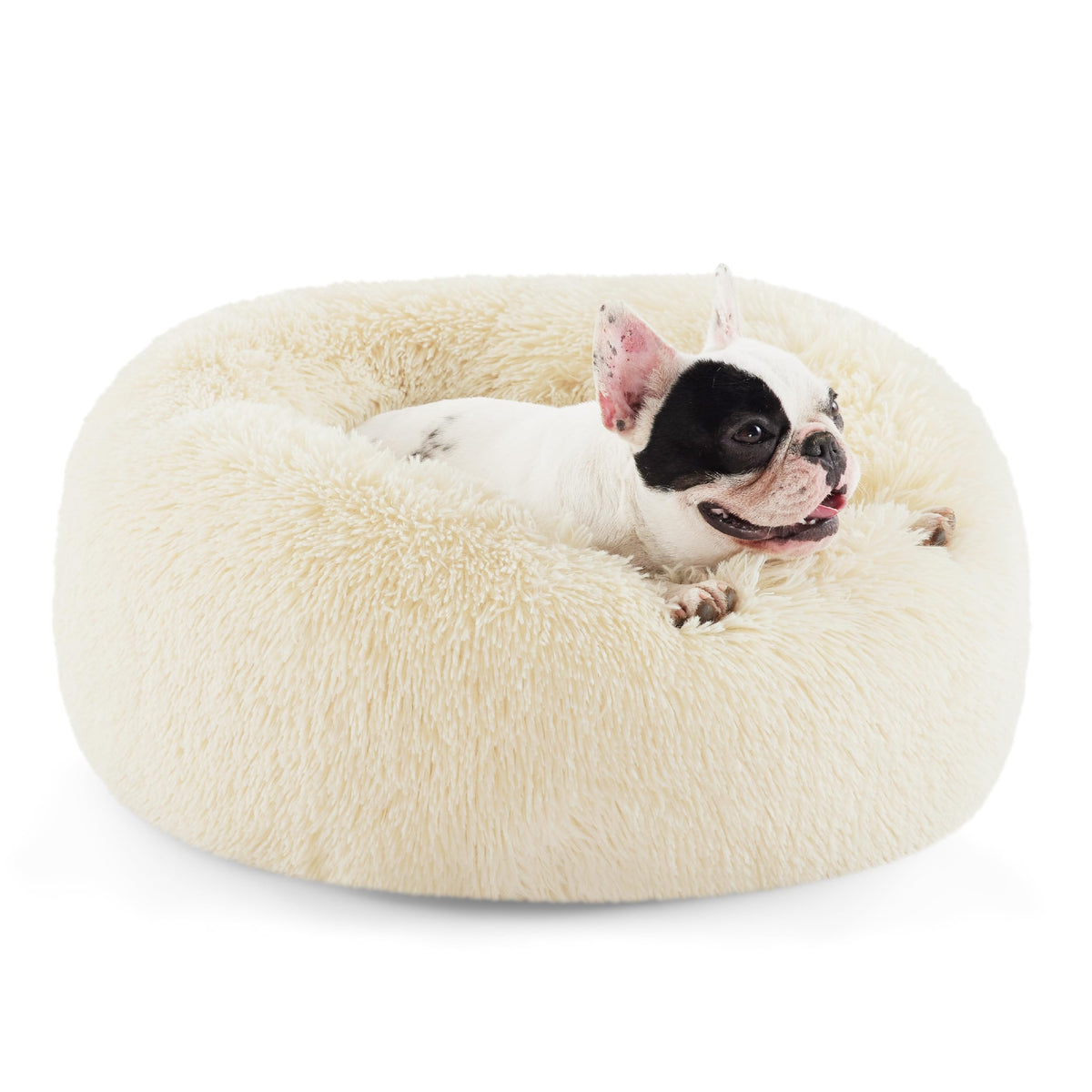 Bedsure Calming Small Medium Dog Bed Donut Washable Puppy Bed,27ins Camel