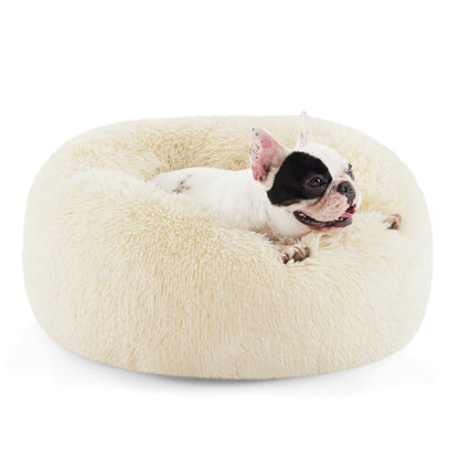 Bedsure Calming Small Medium Dog Bed Donut Washable Puppy Bed,27ins Camel