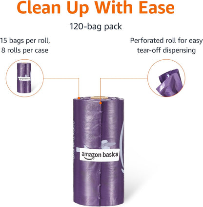 Amazon Basics Dog Poop Leak Proof Bags with Dispenser and Leash Clip, Unscented, 13" x 9" Large Size, 300 Count