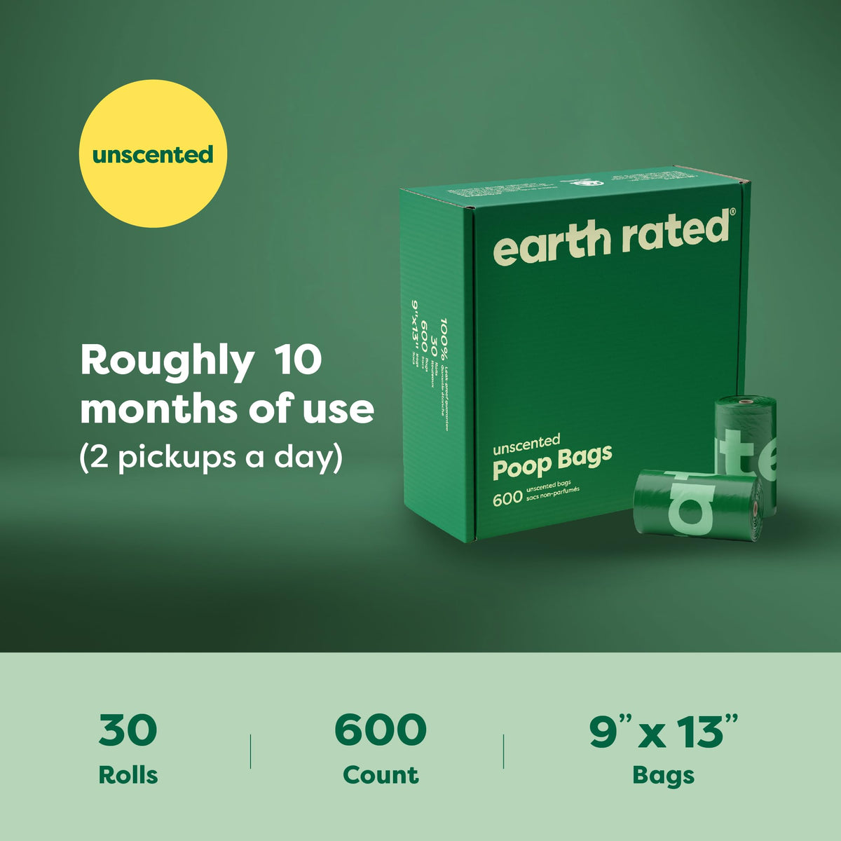Earth Rated Dog Poop Bags for Dogs, 120 Leak Proof Refill Rolls, Lavender