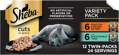 Sheba Perfect Portions Cuts Wet Cat Food, Multipack, 2.6 oz, 24 ct