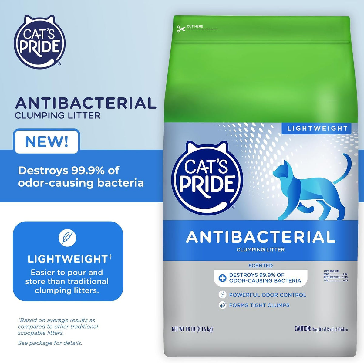 Cat's Pride Antibacterial Litter, Odor-Eliminating Scented 12lb