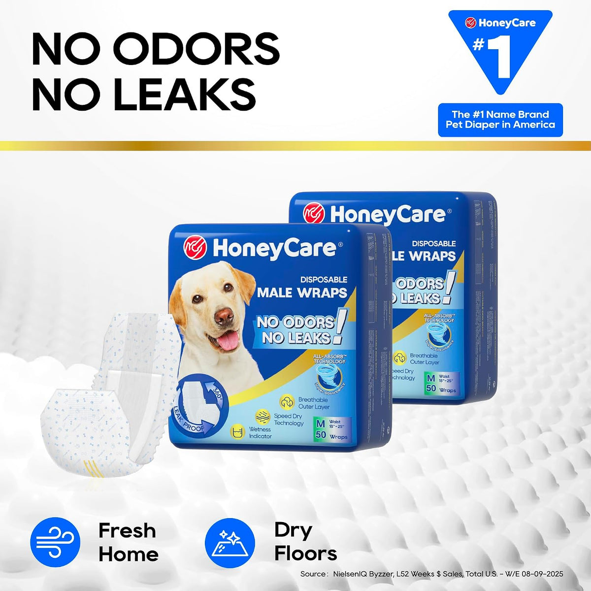 HONEY CARE All-Absorb A24 Male Dog Wrap, 50 Count, Large