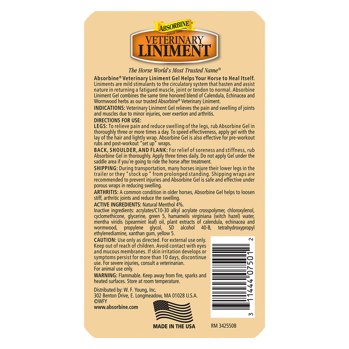 Absorbine Veterinary Liniment Gel, Combo 12 oz Value Size +3 oz Travel Size