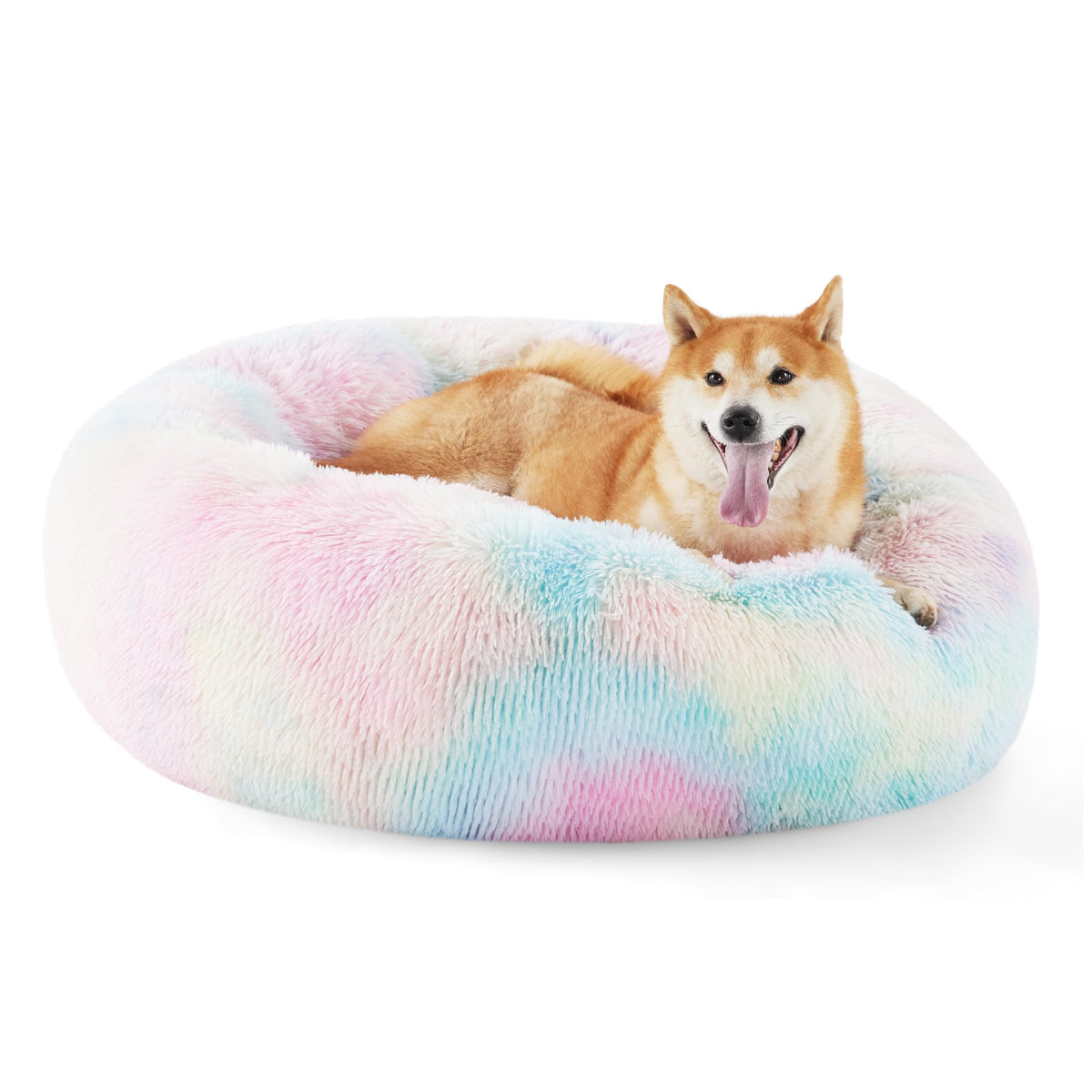 Bedsure Calming Small Medium Dog Bed Donut Washable Puppy Bed,27ins Camel