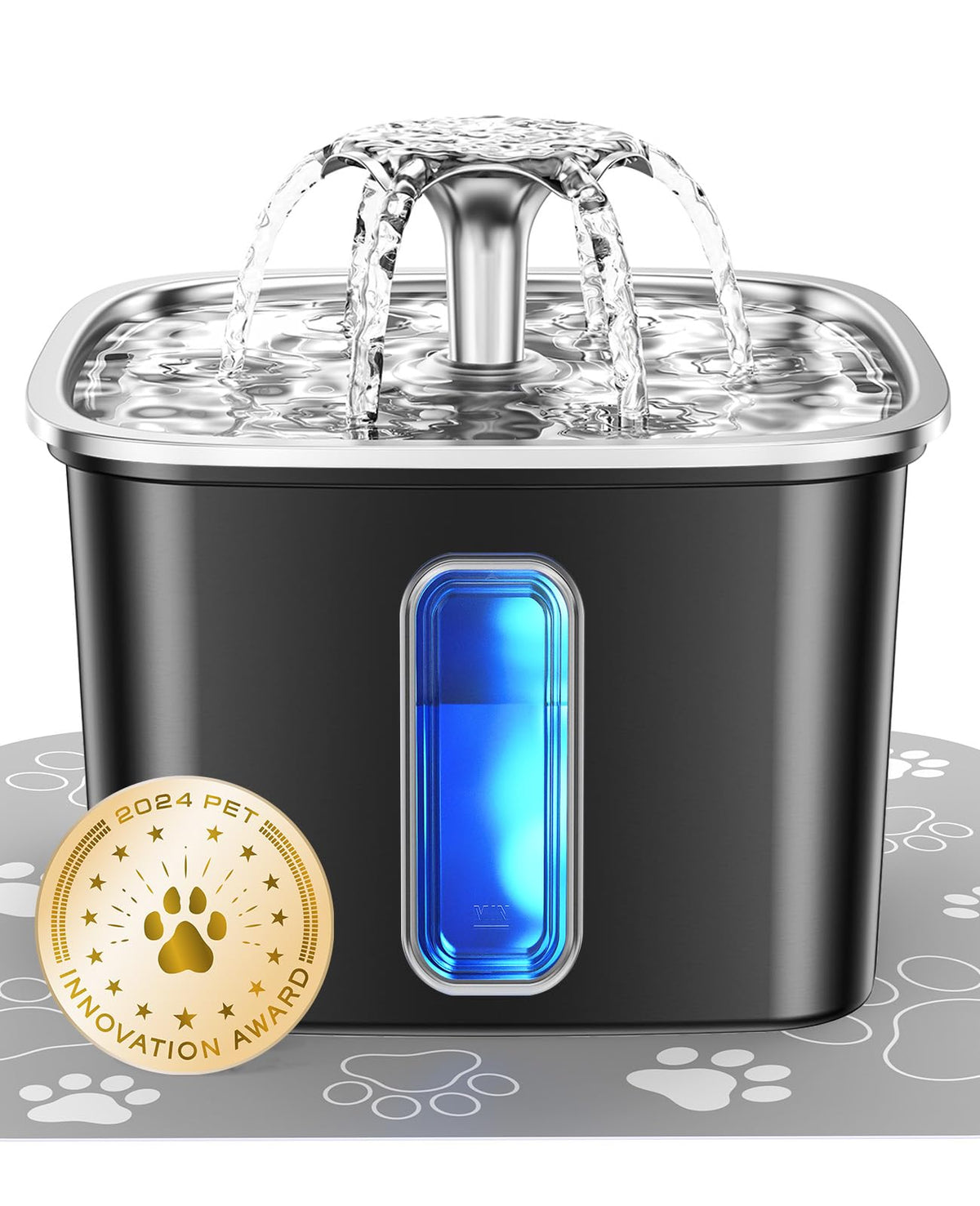 Veken Innovation Award Winner Stainless Steel Cat Water Fountain, 108oz, C1
