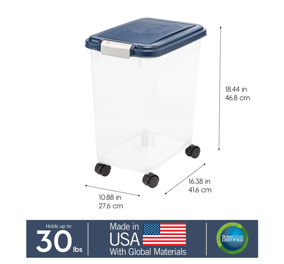 IRIS USA Dog Food Storage Container, Up to 10 lbs, Clear/Gray, Made in USA
