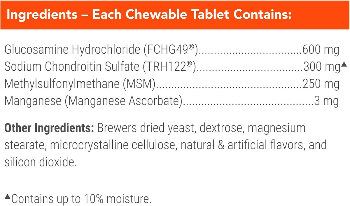 Nutramax Cosequin Joint Supplement for Dogs, MSM+HA, Chew Tablets, 250ct