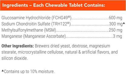 Nutramax Cosequin Joint Supplement for Dogs, MSM+HA, Chew Tablets, 250ct