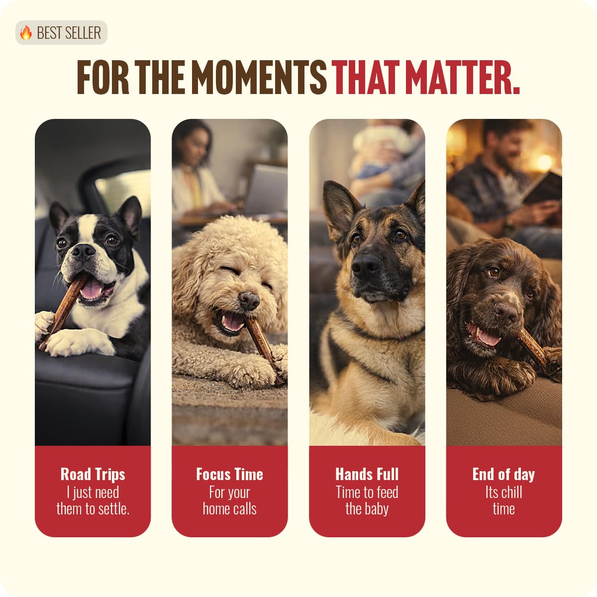 Natural Farm Odor-Free Bully Sticks (4-8”, 16oz) ALL-NATURAL Long-Lasting Chews, 100% Beef Pizzle, Grass-Fed, Grain-Free, Hormone-Free, Protein for Muscle Development & Energy, Perfect For Medium Dogs