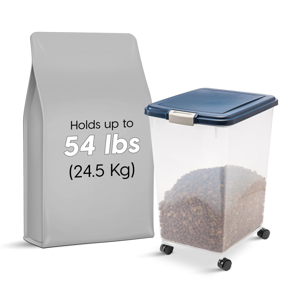 IRIS USA Dog Food Storage Container, Up to 10 lbs, Clear/Gray, Made in USA