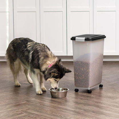 IRIS USA Dog Food Storage Container, Up to 10 lbs, Clear/Gray, Made in USA