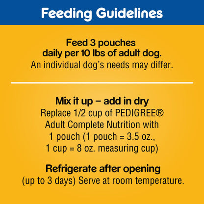 Pedigree Choice Cuts Wet Dog Food Pouch, Protein Variety, 3.5 oz, 30 Count