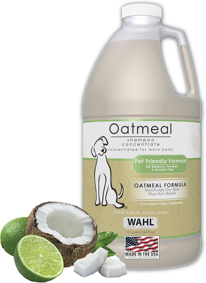 Wahl USA Dry Skin & Itch Relief Pet Shampoo for Dogs – Oatmeal Formula with Coconut Lime Verbena Scent & Pet Friendly Formula, 24 Oz - Model 820004A
