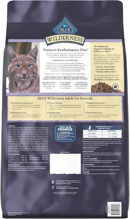 Blue Buffalo Wilderness Chicken Adult Dry Cat Food, Grain-Free, 12 lb