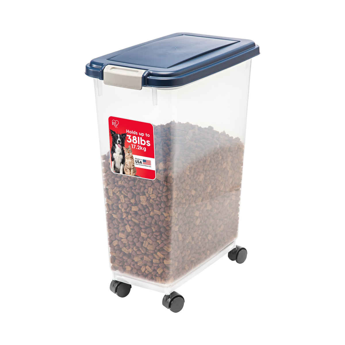 IRIS USA Dog Food Storage Container, Up to 10 lbs, Clear/Gray, Made in USA
