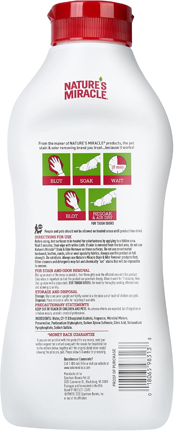 Nature’s Miracle Dog Stain & Odor Remover, Enzymatic Cleaner, 32 oz