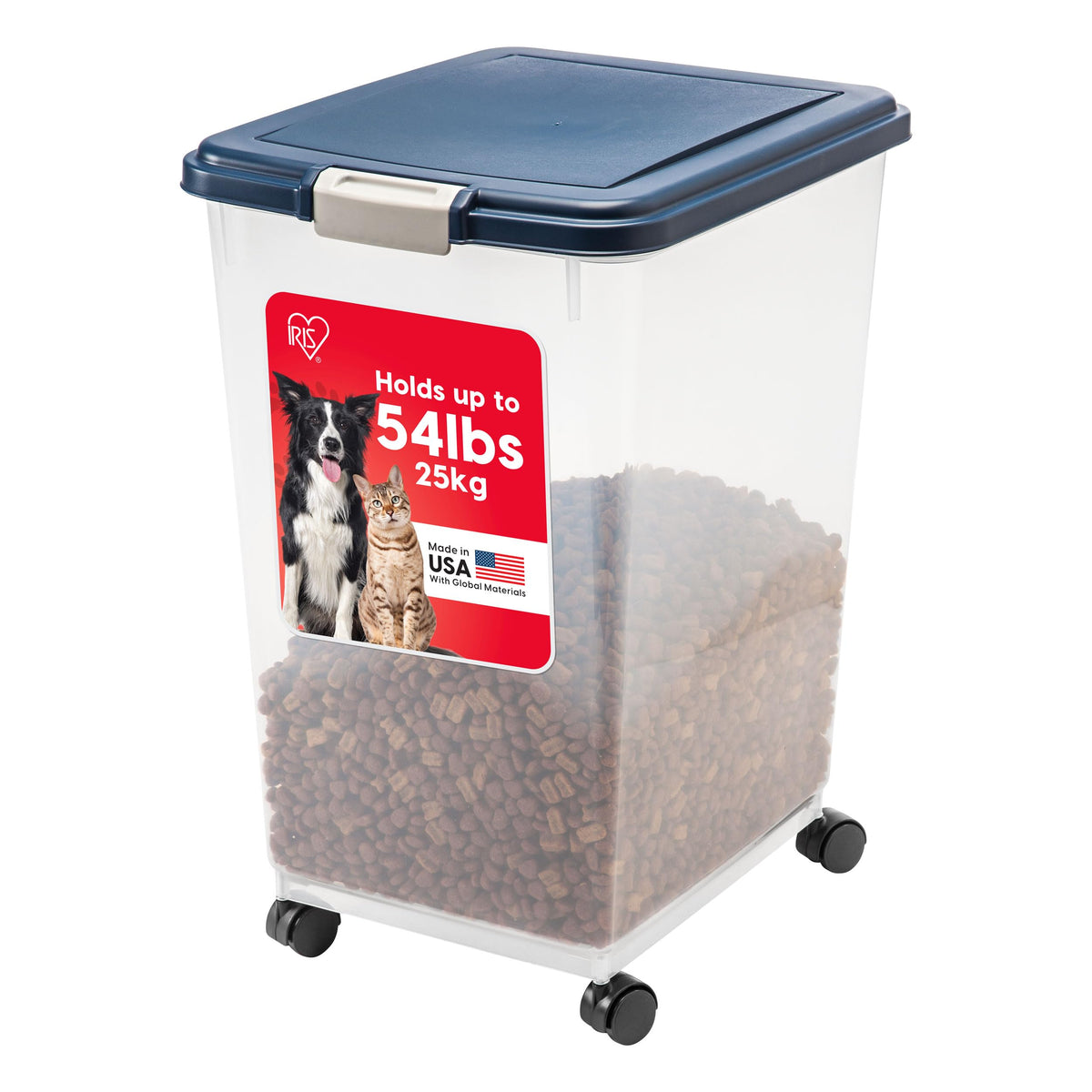 IRIS USA Dog Food Storage Container, Up to 10 lbs, Clear/Gray, Made in USA