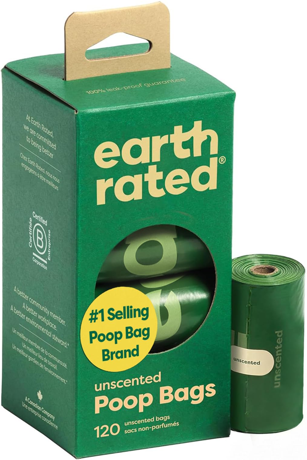 Earth Rated Dog Poop Bags for Dogs, 120 Leak Proof Refill Rolls, Lavender