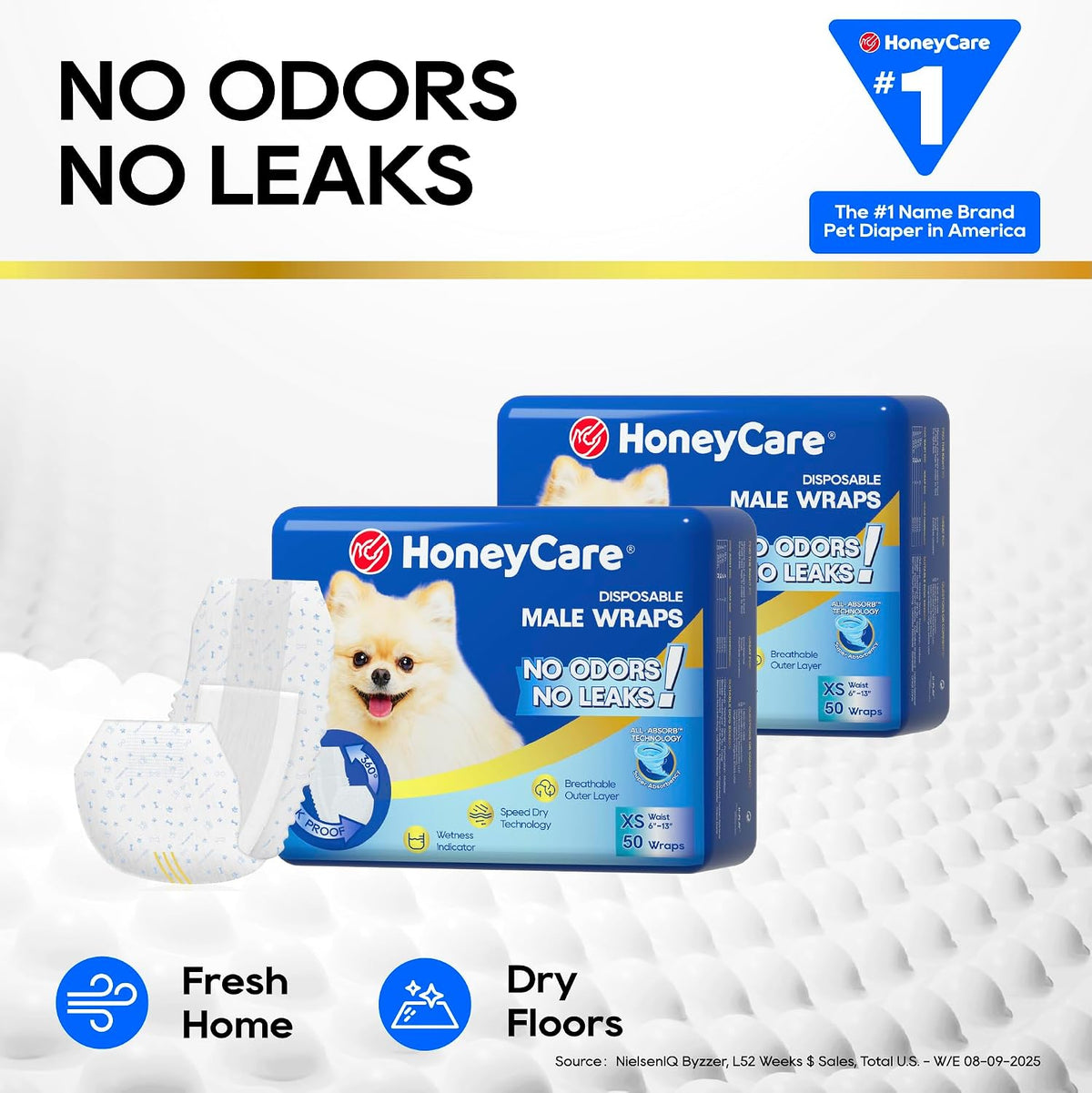 HONEY CARE All-Absorb A24 Male Dog Wrap, 50 Count, Large