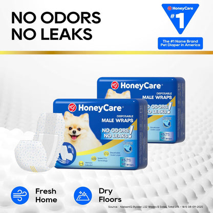 HONEY CARE All-Absorb A24 Male Dog Wrap, 50 Count, Large