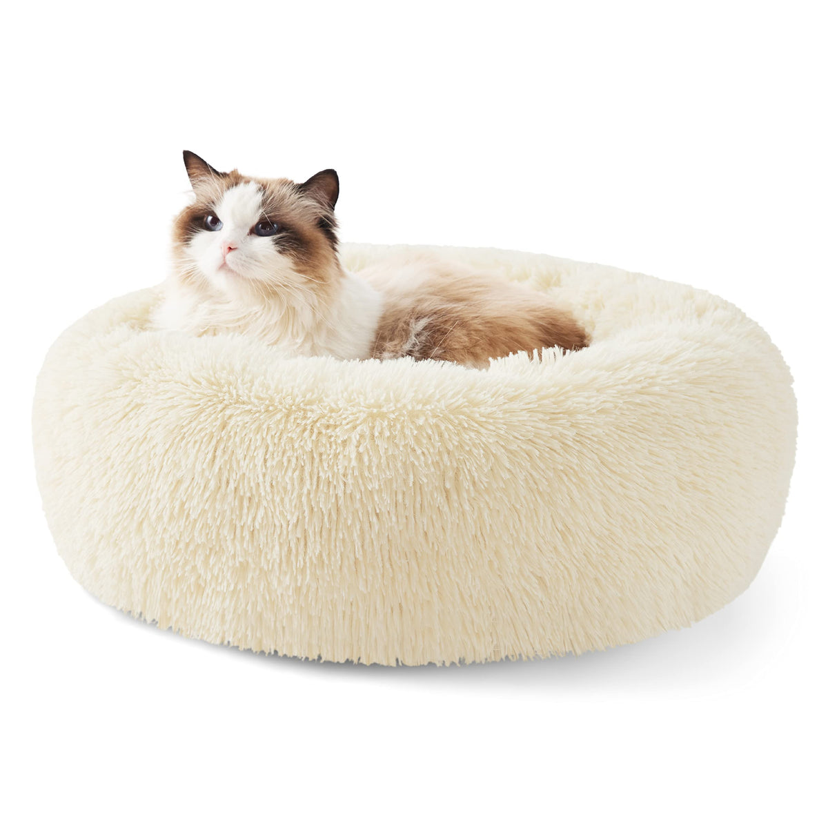 Bedsure Calming Small Medium Dog Bed Donut Washable Puppy Bed,27ins Camel