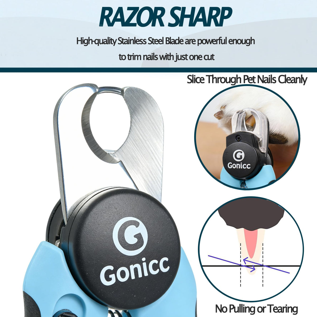gonicc Professional Pet Nail Clippers & Trimmer for Medium Small Dogs Cats