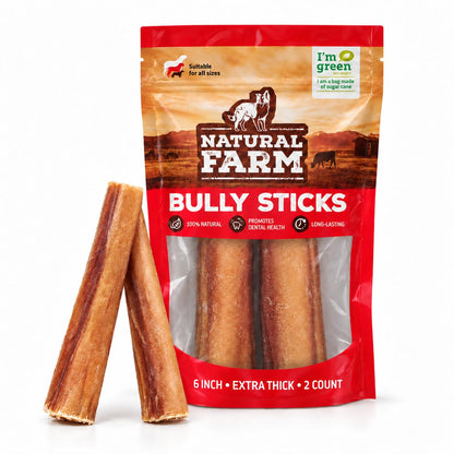 Natural Farm Odor-Free Bully Sticks (4-8”, 16oz) ALL-NATURAL Long-Lasting Chews, 100% Beef Pizzle, Grass-Fed, Grain-Free, Hormone-Free, Protein for Muscle Development & Energy, Perfect For Medium Dogs