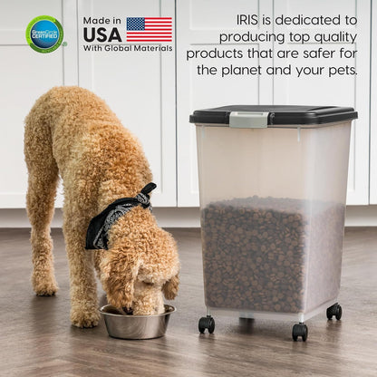 IRIS USA Dog Food Storage Container, Up to 10 lbs, Clear/Gray, Made in USA