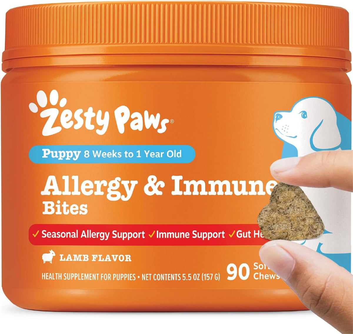 Zesty Paws Dog Allergy Chews - Dog Allergy Relief, Lamb, 90 Ct