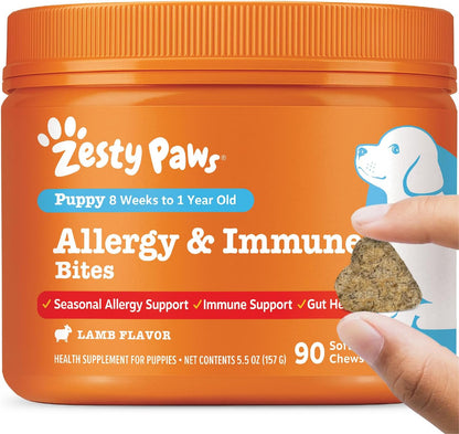 Zesty Paws Dog Allergy Chews - Dog Allergy Relief, Lamb, 90 Ct