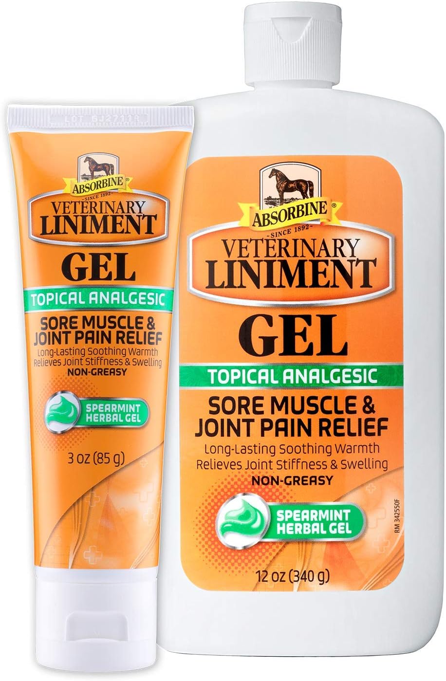Absorbine Veterinary Liniment Gel, Combo 12 oz Value Size +3 oz Travel Size