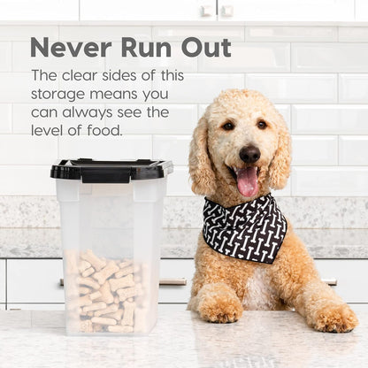 IRIS USA Dog Food Storage Container, Up to 10 lbs, Clear/Gray, Made in USA