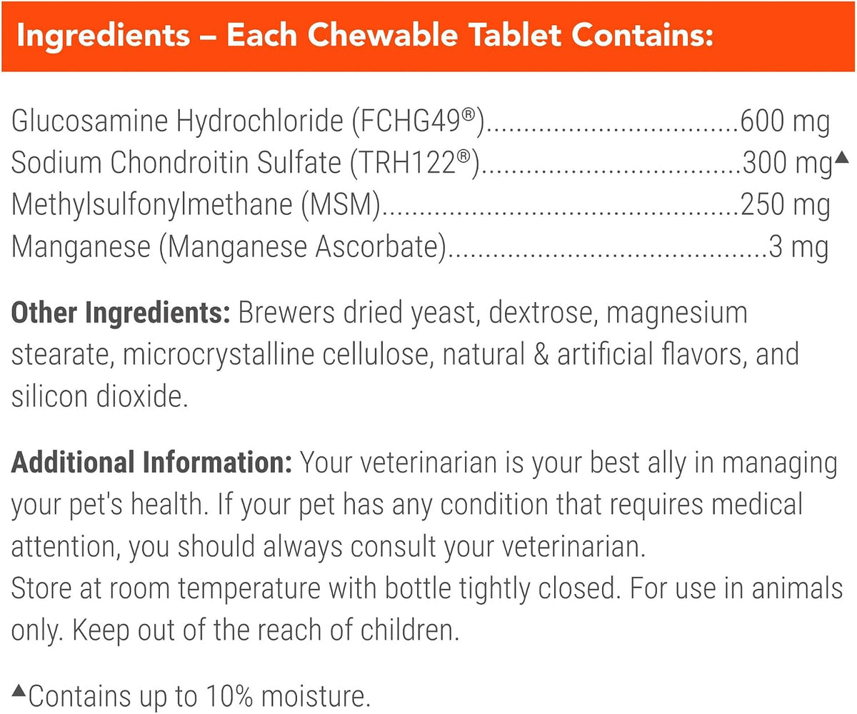 Nutramax Cosequin Joint Supplement for Dogs, MSM+HA, Chew Tablets, 250ct