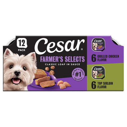 Cesar Classic Loaf in Sauce Wet Dog Food, Meaty Selects, 3.5 oz, 36 Count