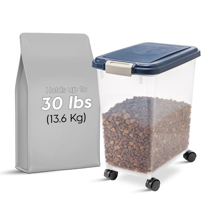 IRIS USA Dog Food Storage Container, Up to 10 lbs, Clear/Gray, Made in USA