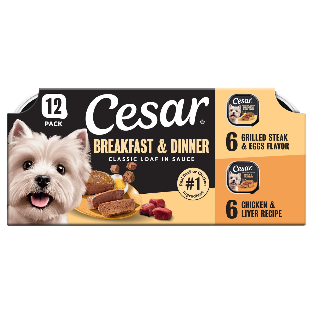 Cesar Classic Loaf in Sauce Wet Dog Food, Meaty Selects, 3.5 oz, 36 Count