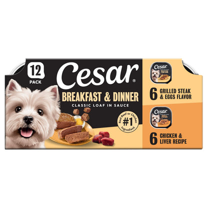 Cesar Classic Loaf in Sauce Wet Dog Food, Meaty Selects, 3.5 oz, 36 Count