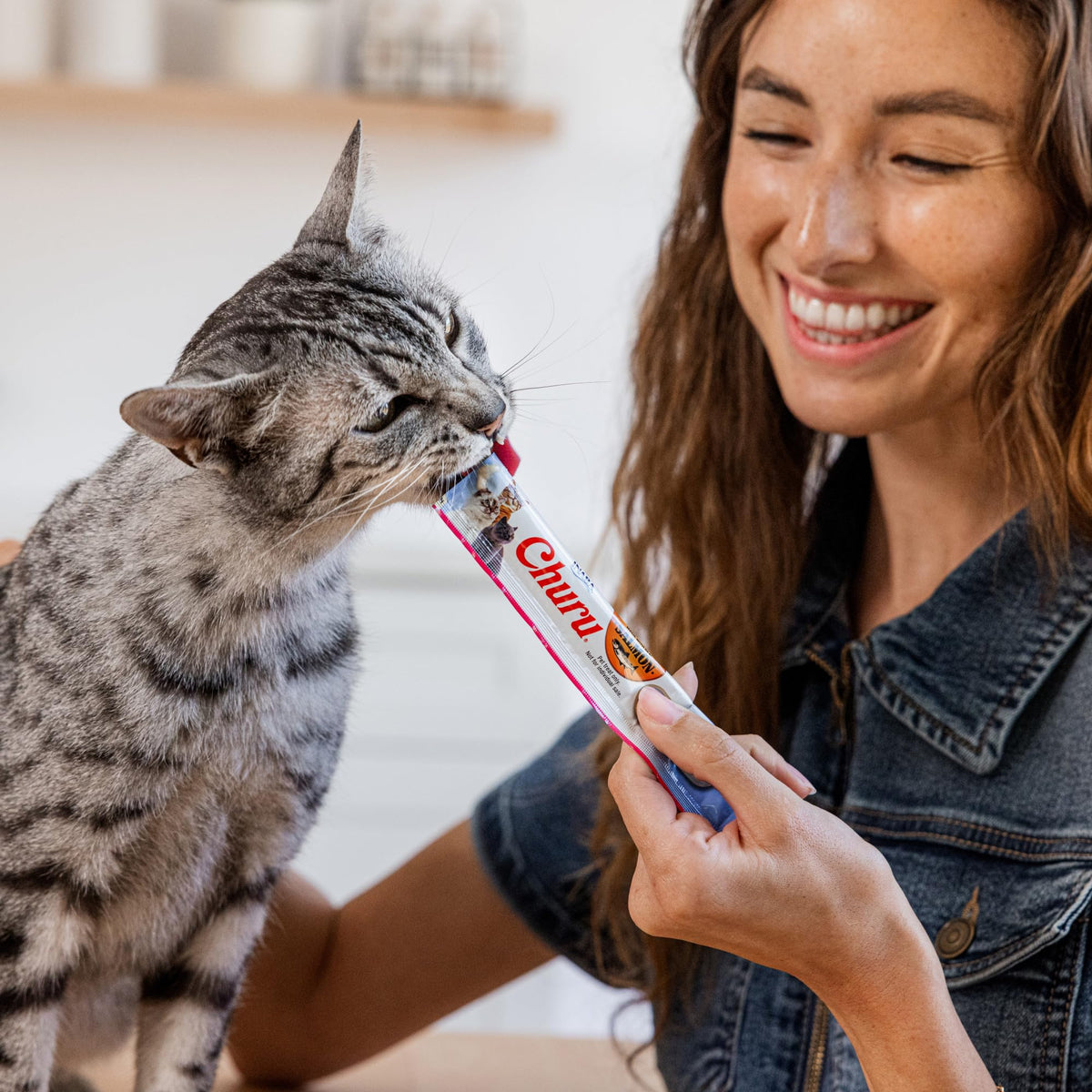 INABA Churu Cat Treats, Lickable, Squeezable Creamy Purée Cat Treat with Green Tea Extract & Taurine, 0.5 Ounces Each Tube, 50 Tubes, Tuna & Chicken Variety