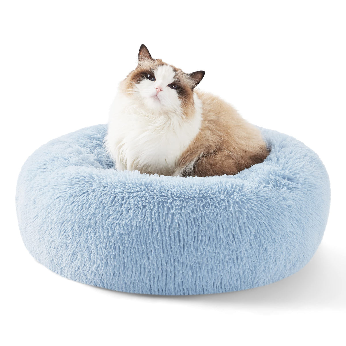 Bedsure Calming Small Medium Dog Bed Donut Washable Puppy Bed,27ins Camel
