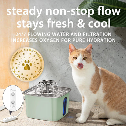 Veken Innovation Award Winner Stainless Steel Cat Water Fountain, 108oz, C1