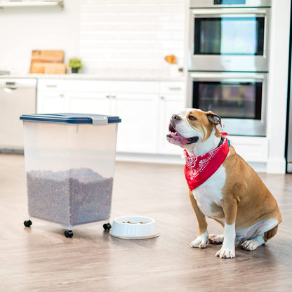 IRIS USA Dog Food Storage Container, Up to 10 lbs, Clear/Gray, Made in USA