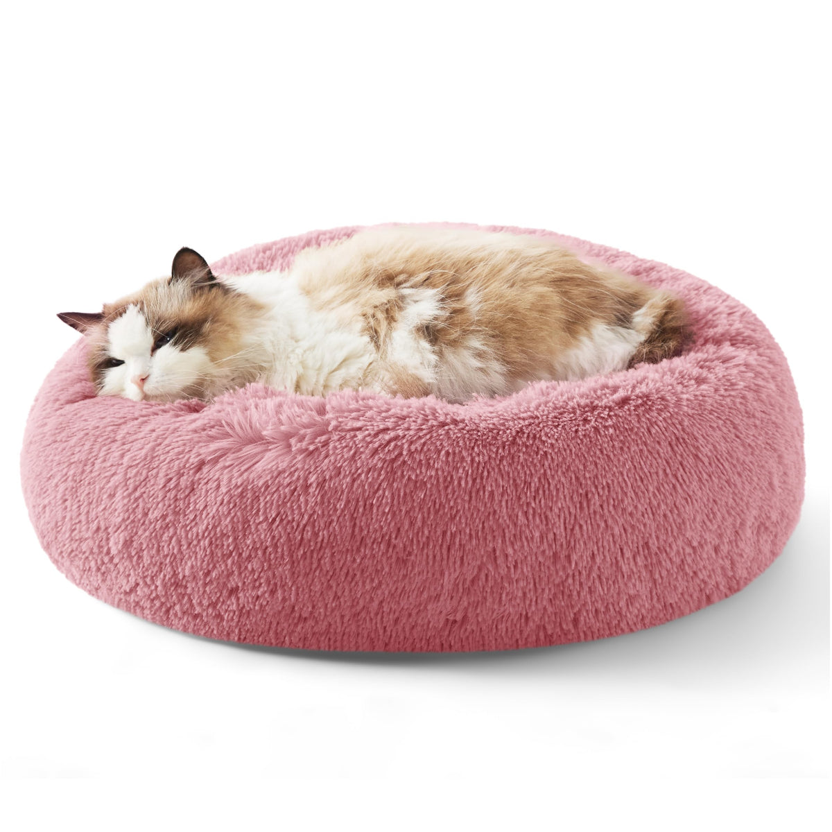 Bedsure Calming Small Medium Dog Bed Donut Washable Puppy Bed,27ins Camel