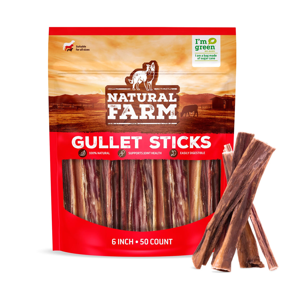 Natural Farm Odor-Free Bully Sticks (4-8”, 16oz) ALL-NATURAL Long-Lasting Chews, 100% Beef Pizzle, Grass-Fed, Grain-Free, Hormone-Free, Protein for Muscle Development & Energy, Perfect For Medium Dogs