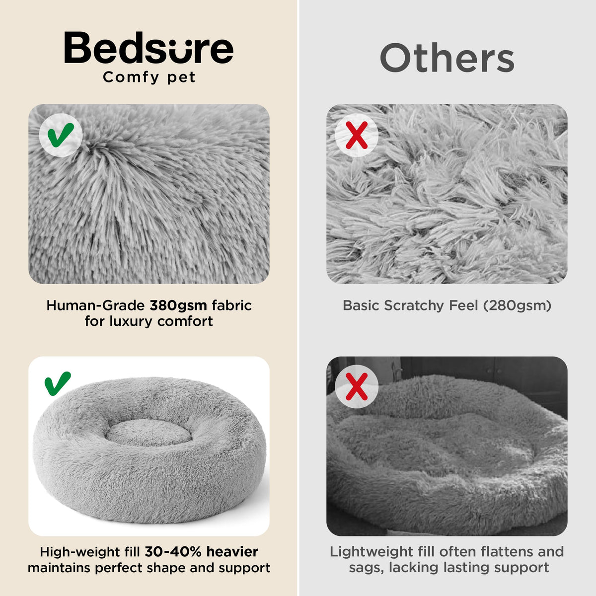 Bedsure Calming Small Medium Dog Bed Donut Washable Puppy Bed,27ins Camel