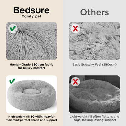 Bedsure Calming Small Medium Dog Bed Donut Washable Puppy Bed,27ins Camel